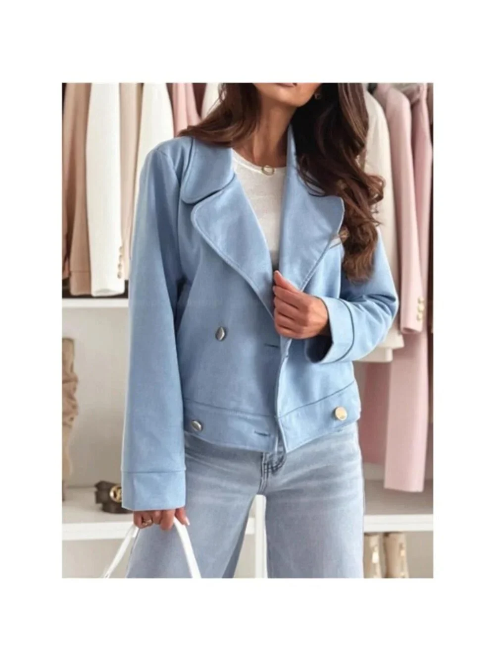 Chic Double-Breasted Cropped Jacket